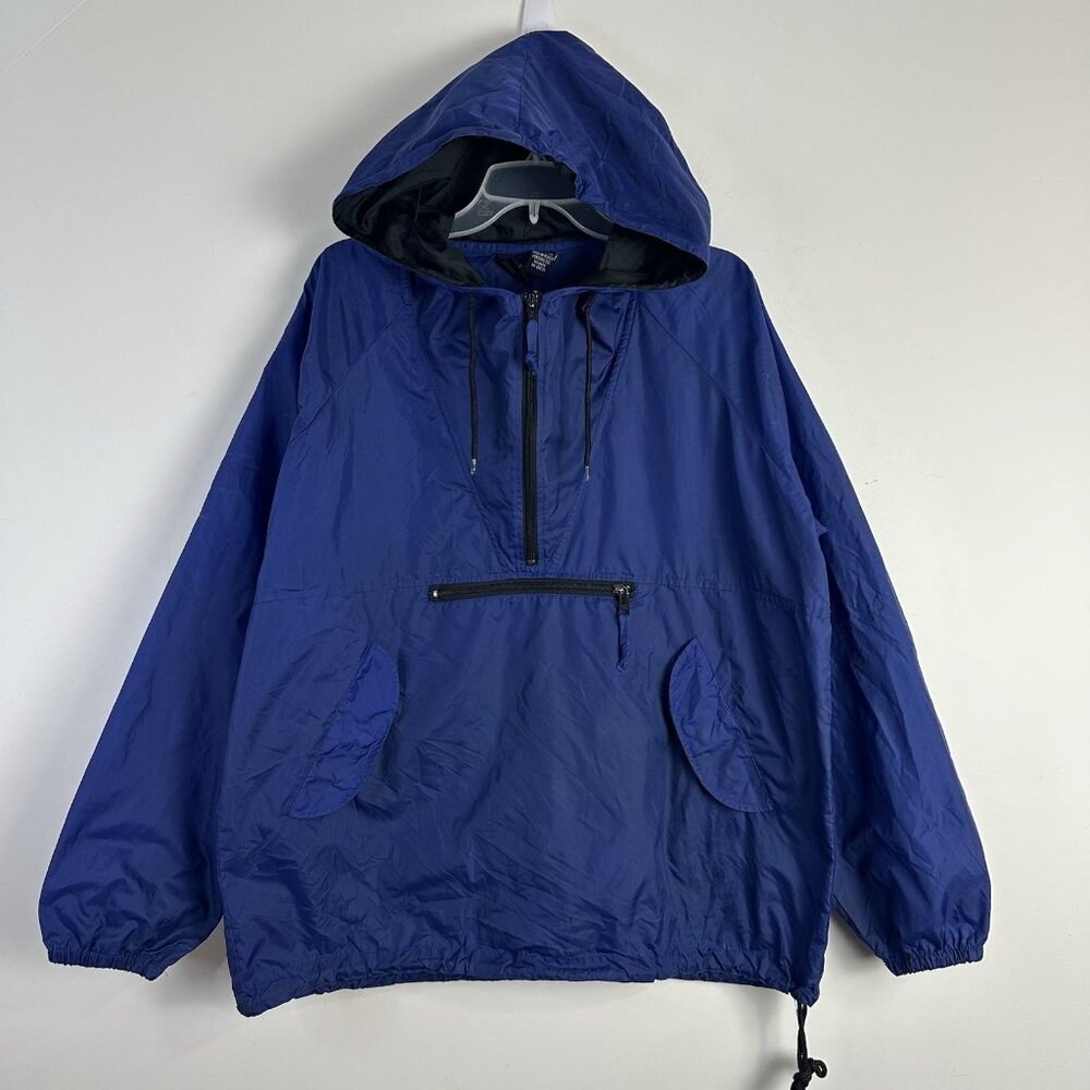 Vintage Gap Windbreaker‎ Adult Medium Blue Pullover 1/4 Zip Hooded Y2K